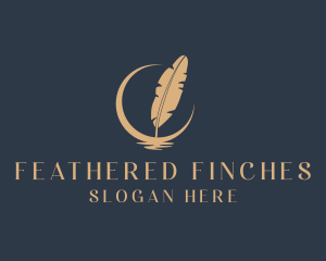 Moon Feather Quill logo design