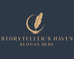 Novelist - Moon Feather Quill logo design