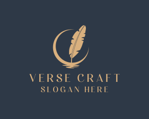 Poem - Moon Feather Quill logo design