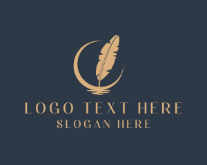 Poem - Moon Feather Quill logo design