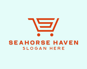 Grocery Cart Letter S logo design