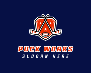 Puck - Hockey Stick Puck Sport logo design