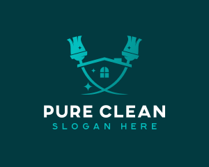 Broom Cleaning Housekeeping logo design