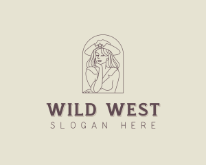 Western Cowgirl Woman logo design