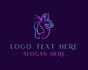 Hairstyling - Butterfly Head Woman logo design