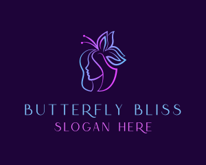 Butterfly - Butterfly Head Woman logo design