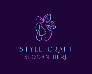 Hairstyling - Butterfly Head Woman logo design