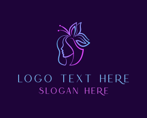 Spa - Butterfly Head Woman logo design