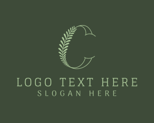 Vegan - Green Leaf Letter C logo design