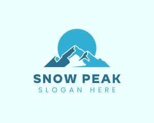 Skiing - Snow Mountain Landform logo design