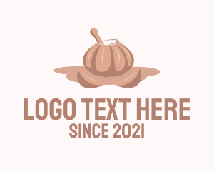Craft Food - Garlic Mortar & Pestle logo design