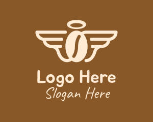 Hot Coffee - Angel Wings Coffee Bean logo design
