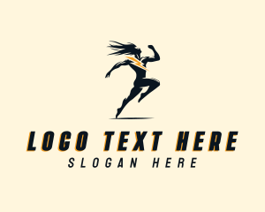 Running - Fast Lightning Man logo design