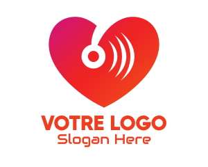 Disco Music Sound Heart  Logo