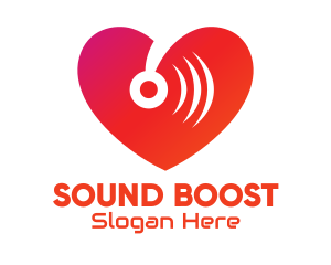 Disco Music Sound Heart  logo design