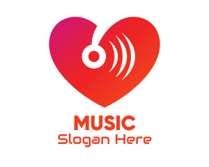 Disco Music Sound Heart  logo design