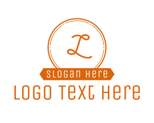 Label - Orange Circle Banner Lettermark logo design