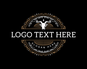 Cattle - Bull Ranch Emblem logo design