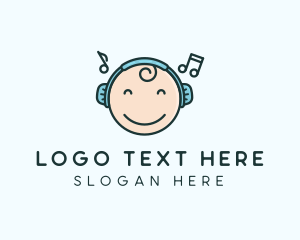 Mascot - Baby Toddler Music Headphones logo design