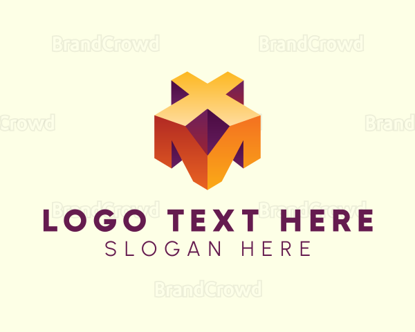 Generic 3D Geometric Letter XM Logo