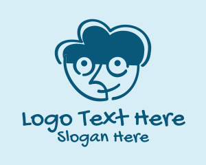 Geek - Brain Boy Doodle logo design