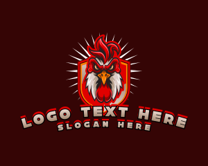 Chicken - Rooster Gaming Shield logo design