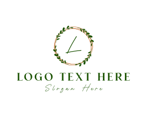 Handwritten - Leaf Wreath Garden logo design