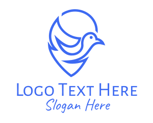 Peaceful - Blue Flying Dove logo design