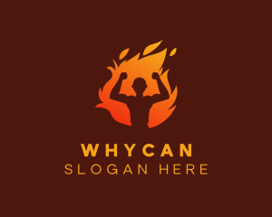 Muscle - Bodybuilder Flame Muscle logo design