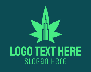 High Rise - Green Cannabis Building logo design