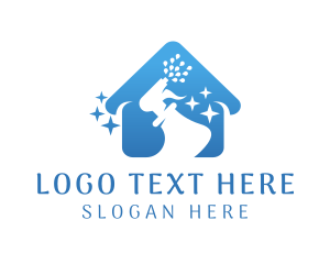 Blue - Home Cleaning Spray Bottle logo design
