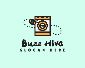 Flower Bee Laundromat logo design