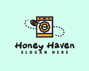 Flower Bee Laundromat logo design