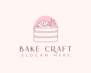 Cake Candle Flower logo design