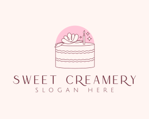 Cake Candle Flower logo design