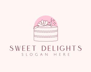 Cake Candle Flower logo design