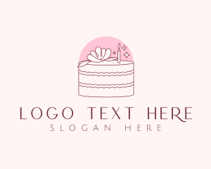 Cake Candle Flower Logo