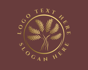 Bonsai - Elegant Golden Tree logo design