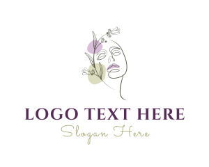 Make Up - Woman Face Floral logo design