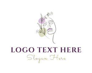 Beautician - Woman Face Floral logo design