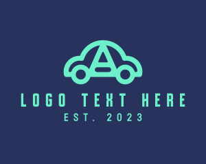 Teal - Green Car Letter A logo design