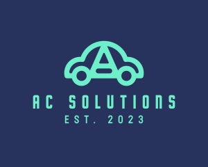 Green Car Letter A logo design