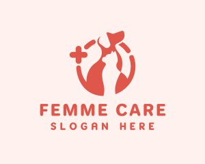 Orange Cat Dog Pet Care logo design