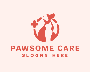 Orange Cat Dog Pet Care logo design