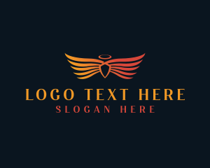Heaven - Angel Wings Shield logo design