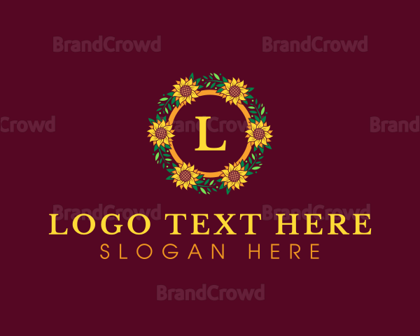 Floral Wreath Sunflower Logo