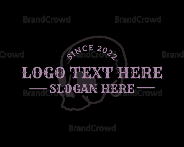 Purple Gothic Skull Wordmark Logo