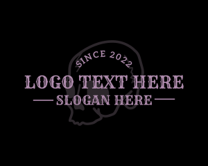 Hobby - Purple Gothic Skull Wordmark logo design