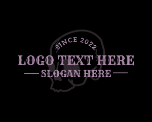 Purple Gothic Skull Wordmark Logo