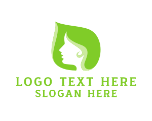 Hairdresser - Green Leaf Woman logo design